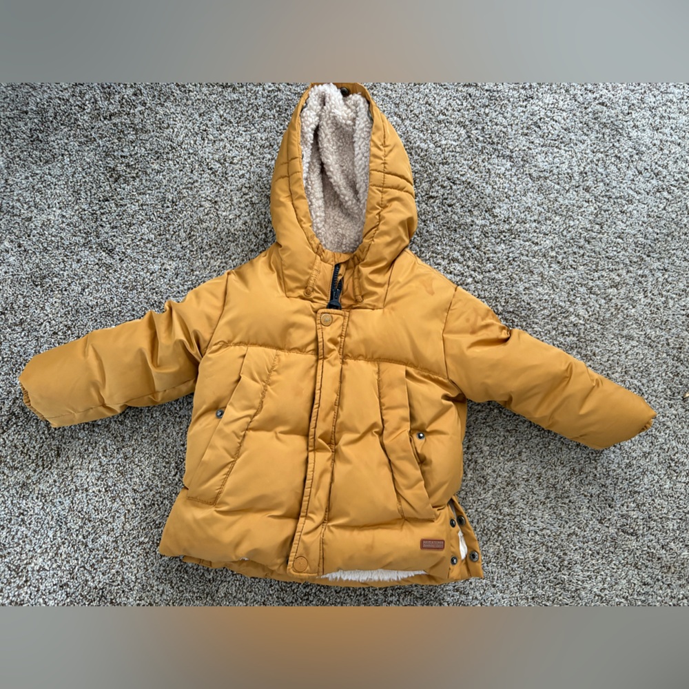 Zara Mustard Hooded Jacket with Cream Lining